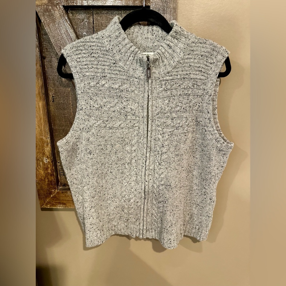 Orvis Grey Speckled Cable Knit Sweater Vest size Large